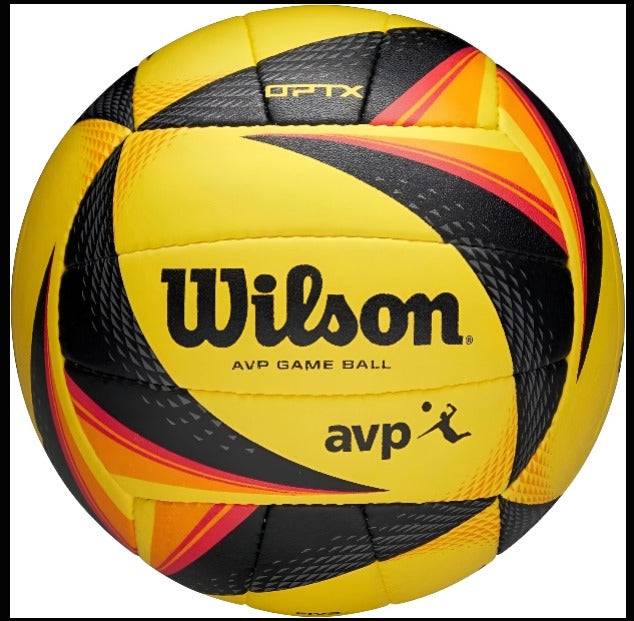 Wilson OPTX AVP Official Beach Volleyball – Black/Yellow | Pro Game Ball for Sand Play